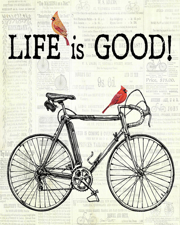 Bicycle With Cardinals C Digital Art by Jean Plout