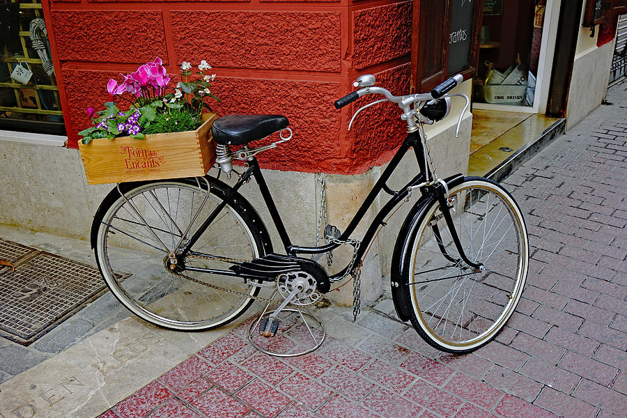 Bicycle With Flowers In Palma Majorca Spain Photograph by Rick Rosenshein