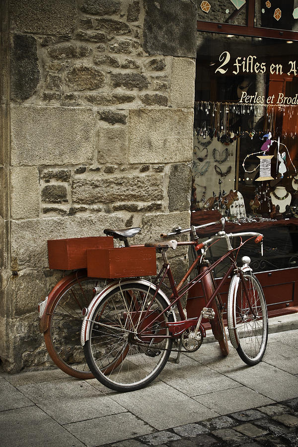 Bicycle Photograph - Bicycles  Dinan  France by Mark Coran