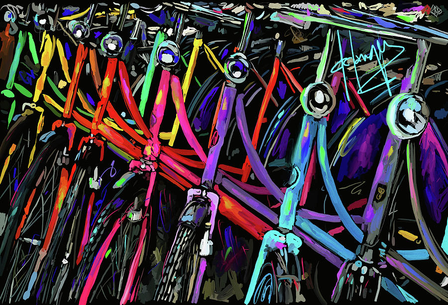 Bicycles in Amsterdam Painting by DC Langer