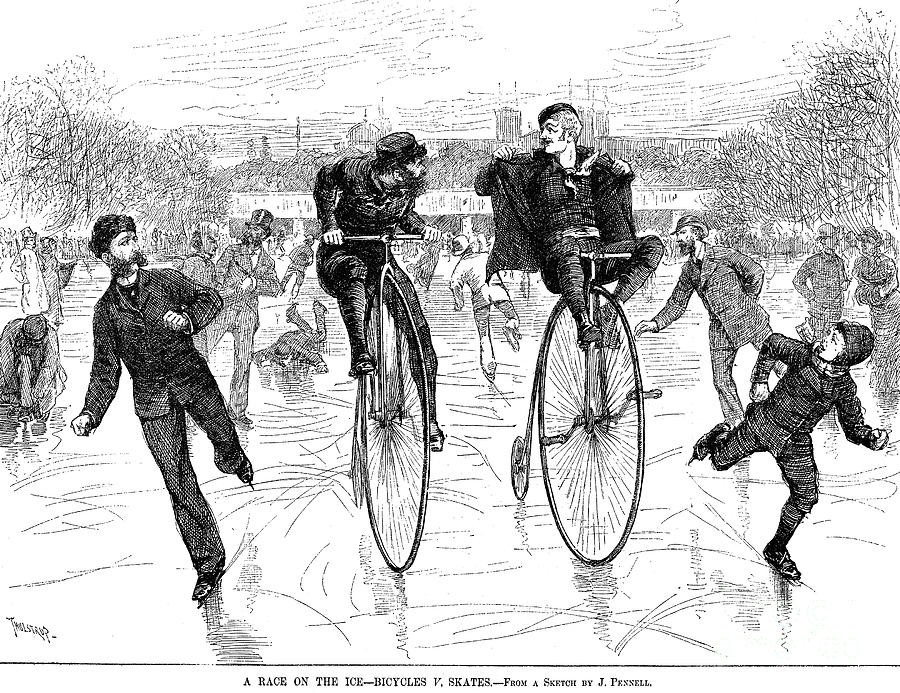 Bicycles On Ice, 1881 Photograph by Granger