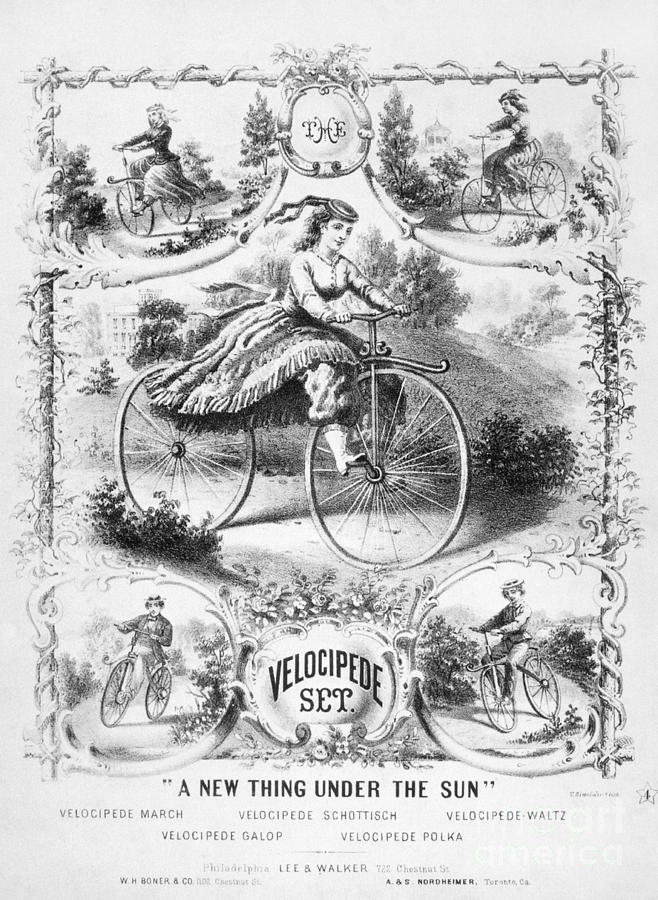 Bicycles: Songsheet, 1869 Photograph by Granger