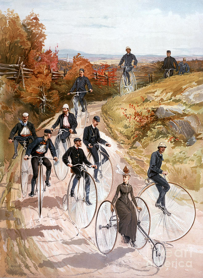 Bicycling, 1887 Photograph by Granger