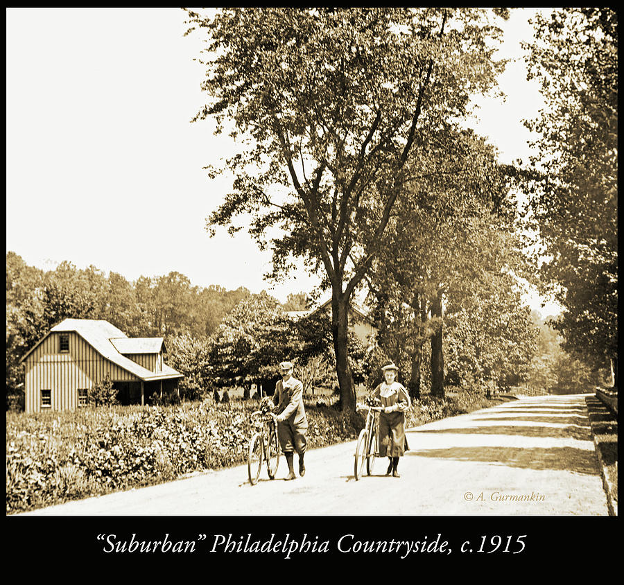Bicycling Couple on a Back Road, c. 1915 Photograph by A Macarthur Gurmankin