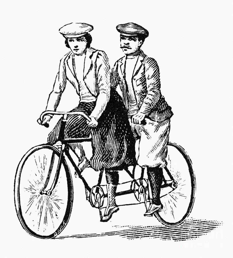 BICYCLING: TANDEM, c1900 Photograph by Granger
