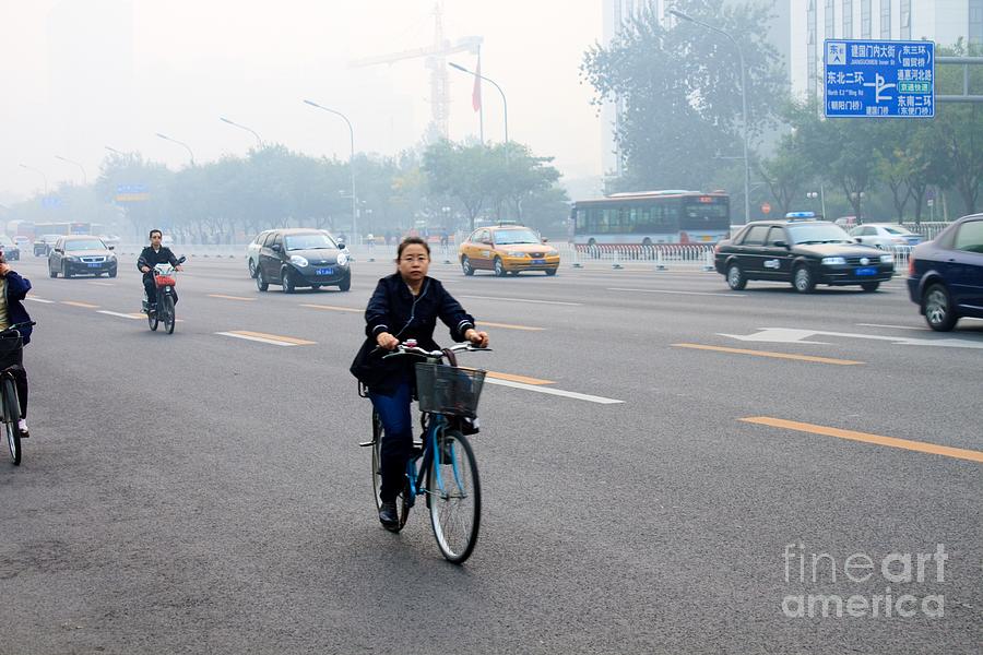 Bicycle Photograph - Bicyclist in Beijing by Thomas Marchessault