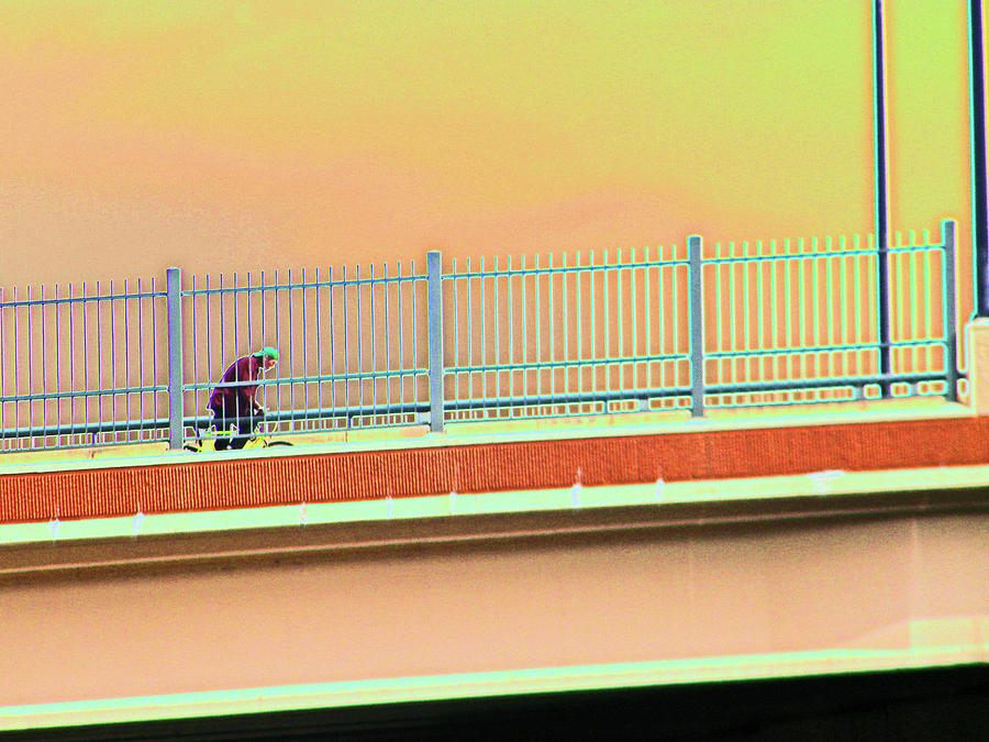 Bicyclist on the Bridge Photograph by Lenore Senior