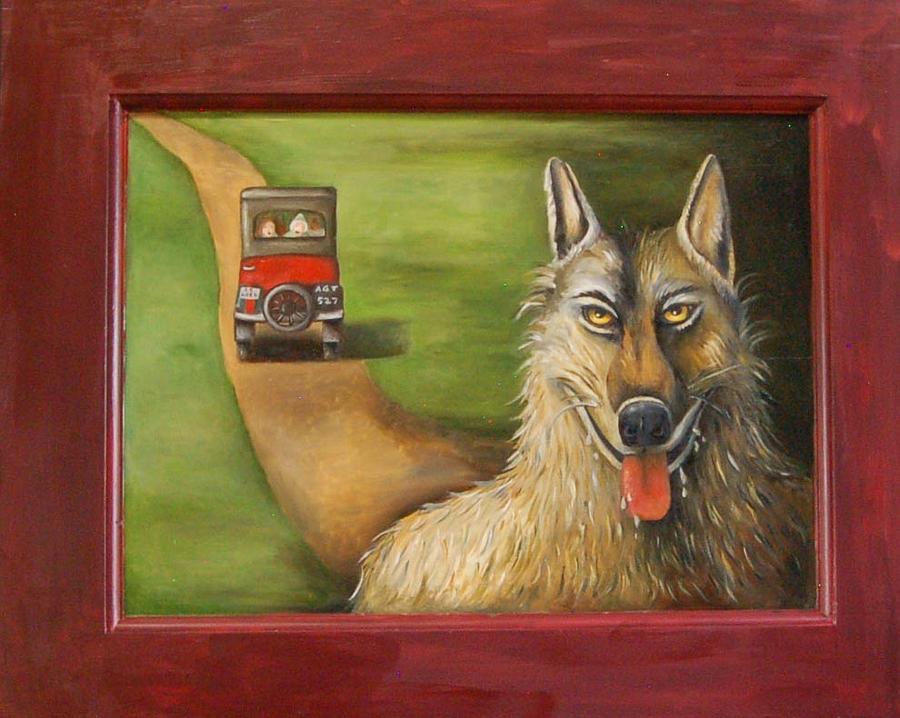 Wolves Painting - Big Bad Wolf by Leah Saulnier The Painting Maniac