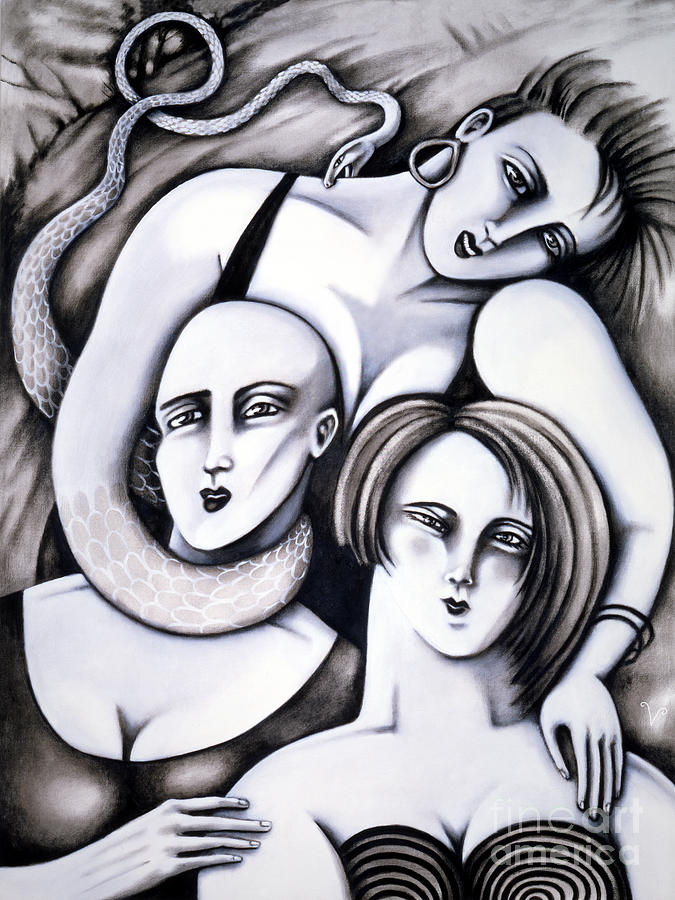 Fantasy Painting - Big Bald And Boa by Valerie White Fantasy Painting - Big Bald And Boa by Valerie White