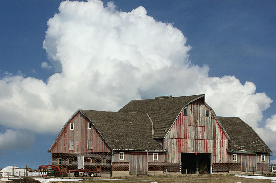 Barn Photograph - Big Barn Big Cloud by Kathy M Krause