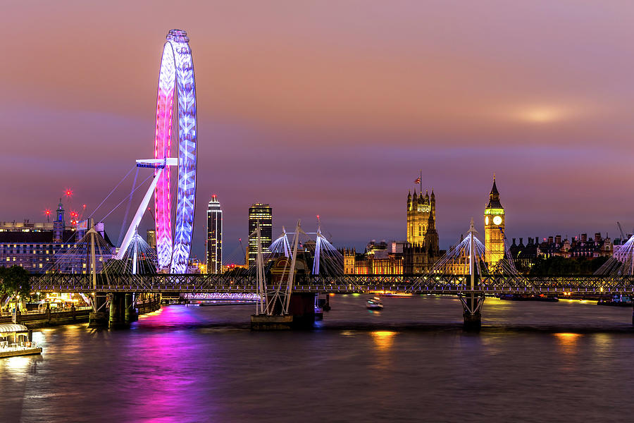 Big Ben, Golden Eye at night. London 