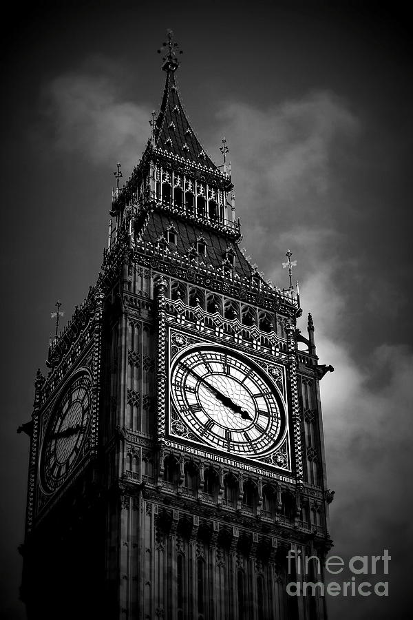 Big Ben in black and white Photograph by Hanni Stoklosa