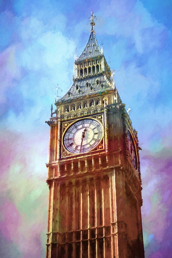 London Painting - Big Ben in colors by Lutz Baar