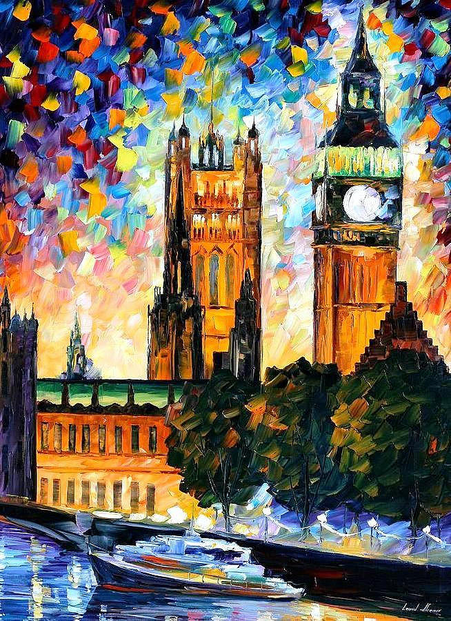 Big Ben London 2 - PALETTE KNIFE Oil Painting On Canvas By Leonid ...