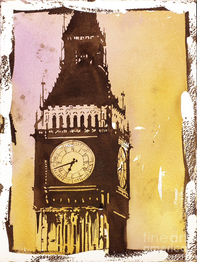 Arches Paper Painting - Big Ben V by Ryan Fox