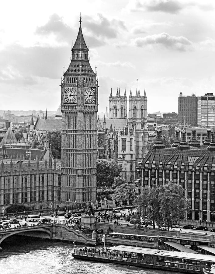 London Photograph - Big Ben with Westminster Abbey by Joe Winkler