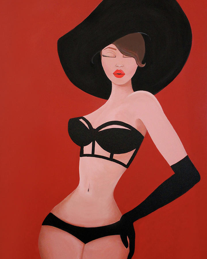Nude Painting - Big Black Hat by Allison Liffman