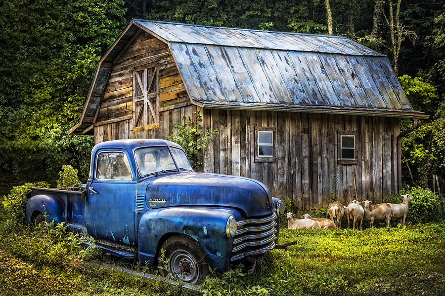 Barn Photograph - Big Blue at the Farm by Debra and Dave Vanderlaan