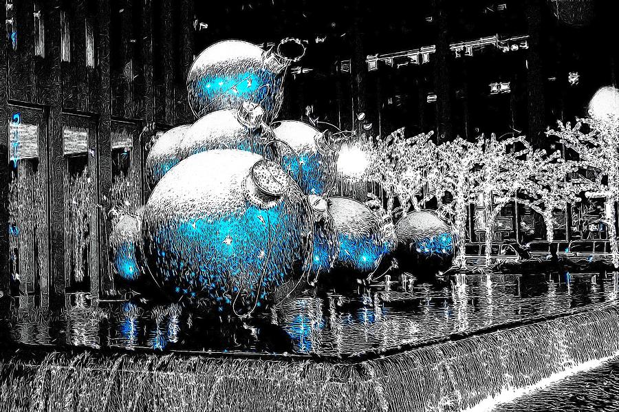 Big Blue Balls, New York City, Abstract. Photograph