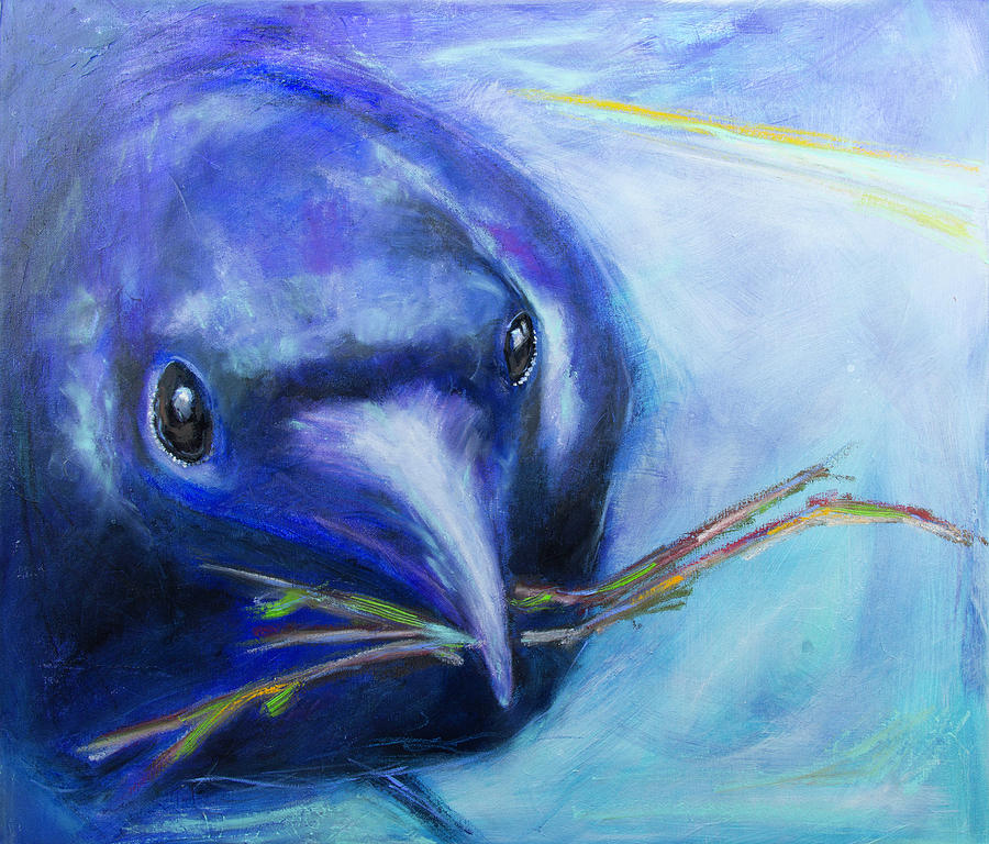 Bird Painting - Big Blue Bird by Brenda Peo