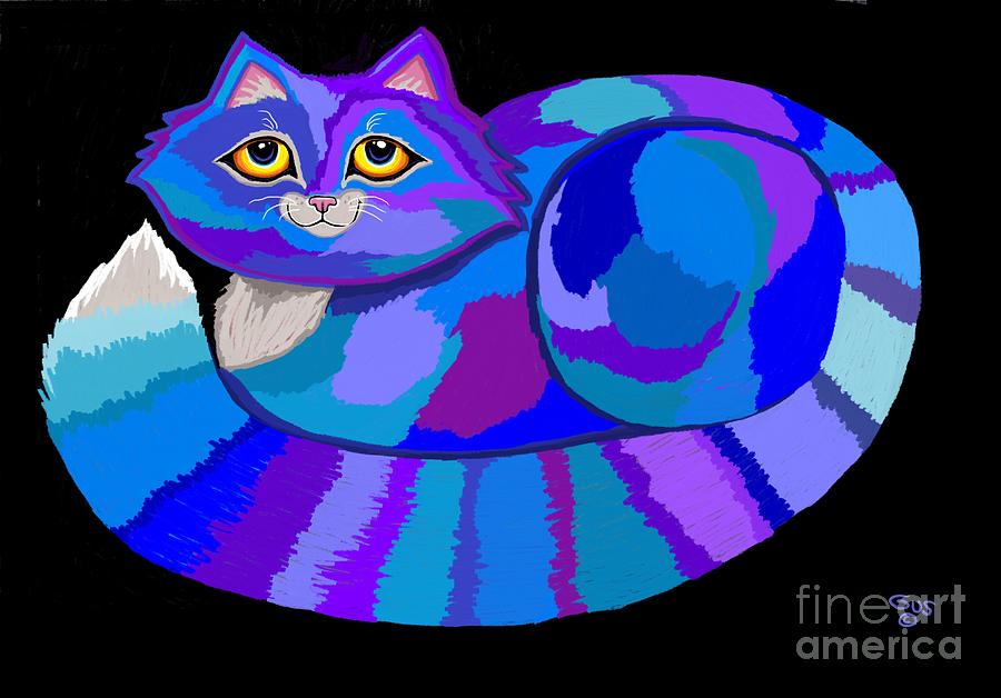 Big Blue Cat  Digital Art by Nick Gustafson