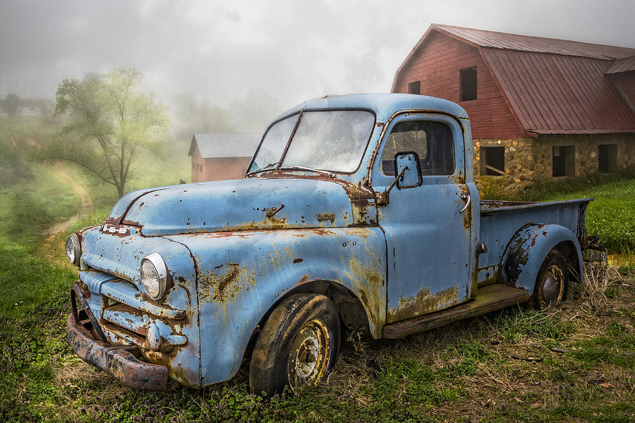 Barn Photograph - Big Blue Dodge by Debra and Dave Vanderlaan