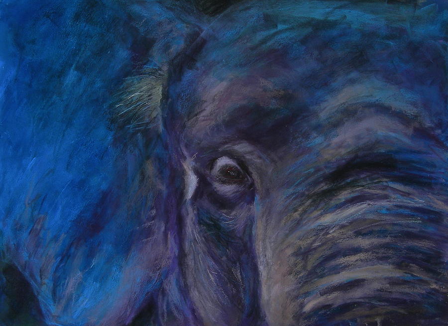 Big blue Elephant Pastel by Joyce Guariglia