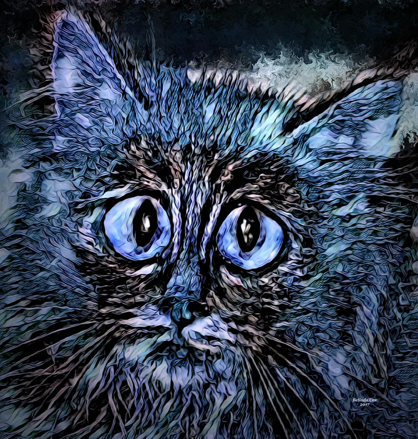 Big Blue Eye Kitten Digital Art by Artful Oasis