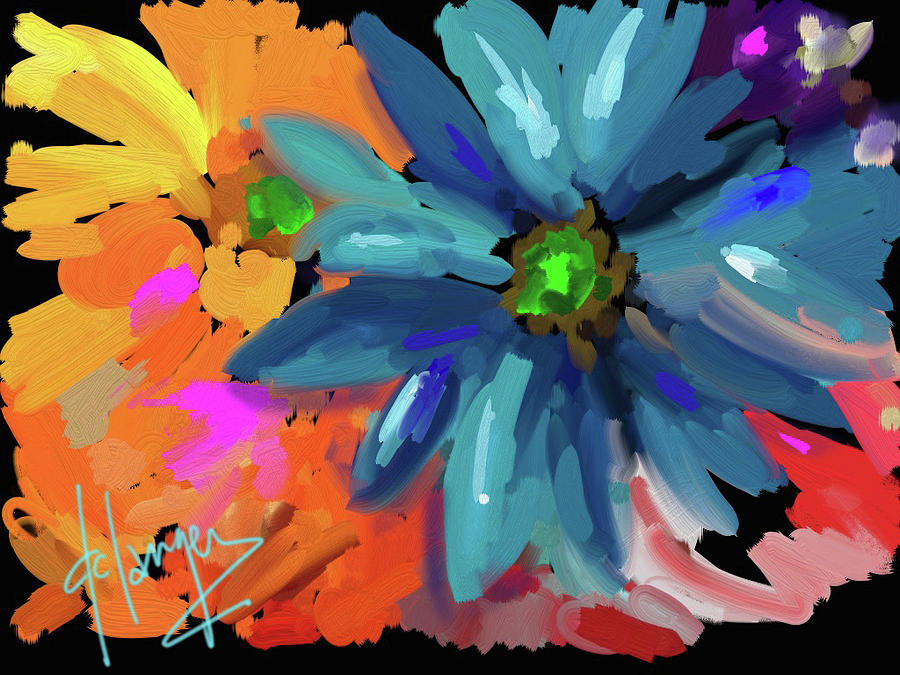Big Blue Flower Painting by DC Langer
