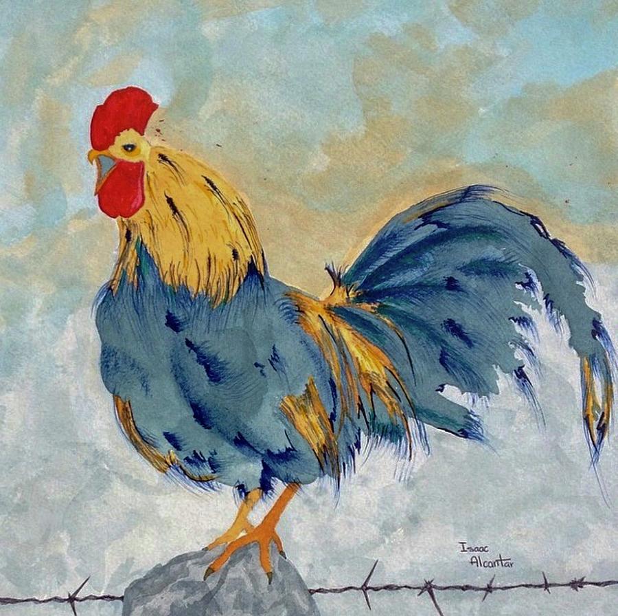 Rooster Painting - Big Blue by Isaac Alcantar