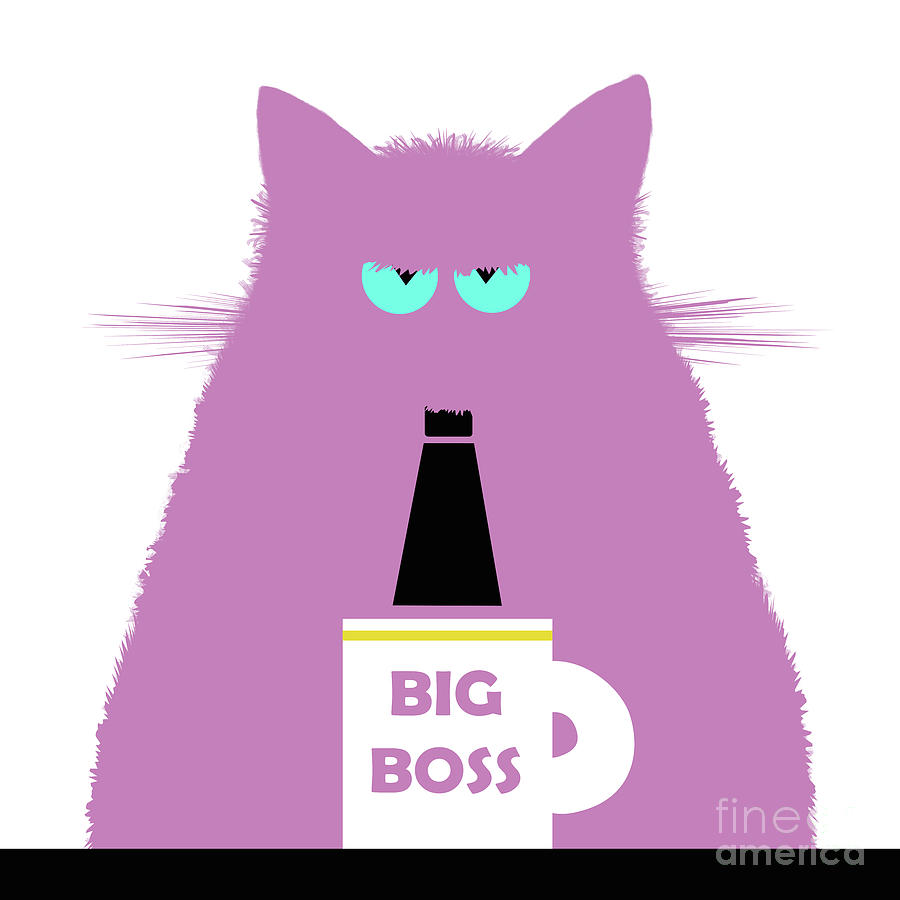 Cat Digital Art - Big Boss Lilac Cat by Zaira Dzhaubaeva