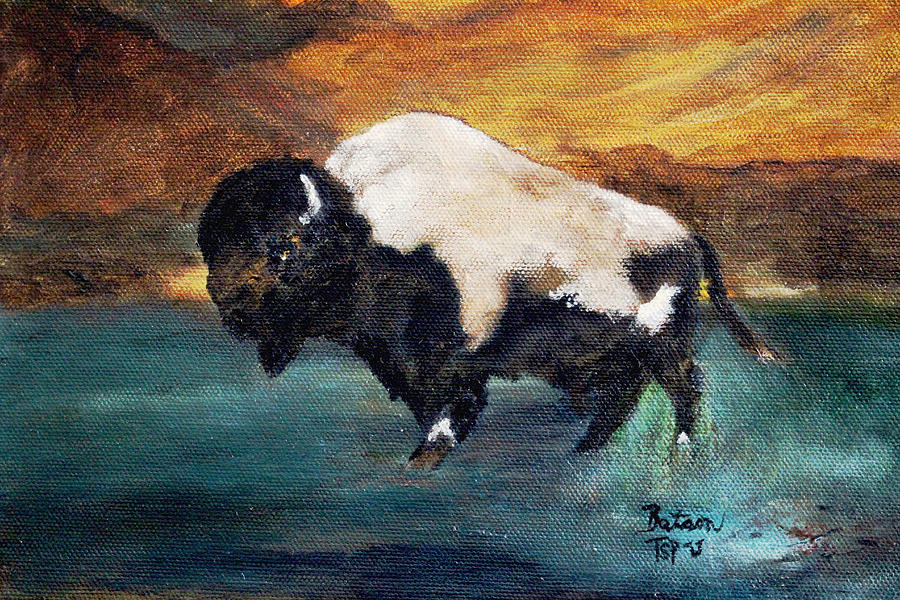 Big Boy Buffalo Painting by Barbie Batson