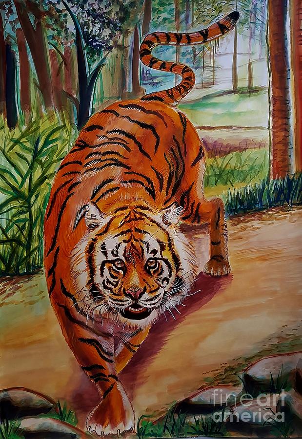Tiger Painting - Big cat by Manju Chaudhuri