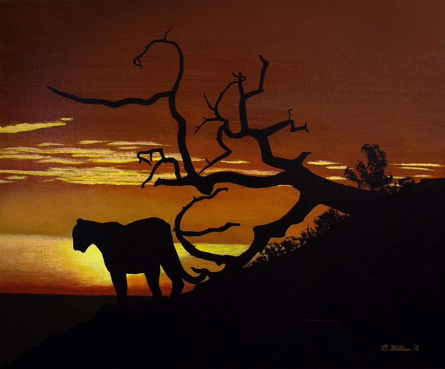 Big Cat Silhouette Painting by Brian Wallace