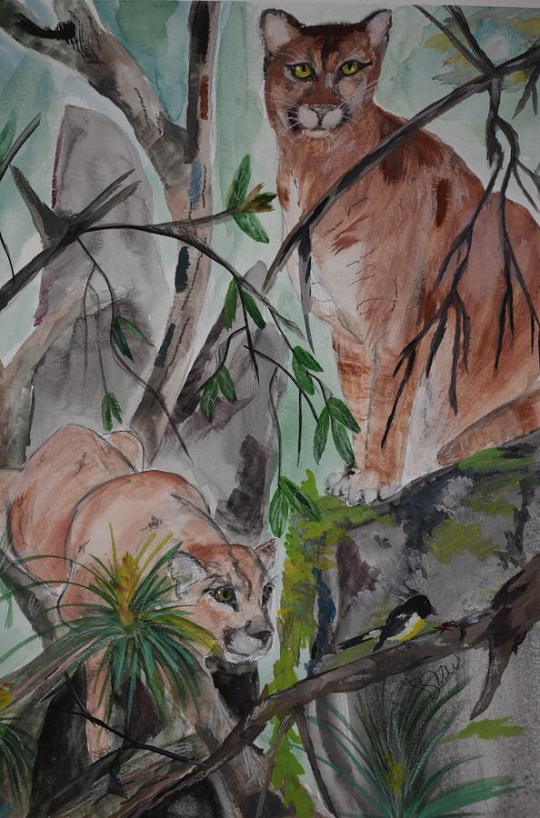 Big Cats Painting by Susan Voidets