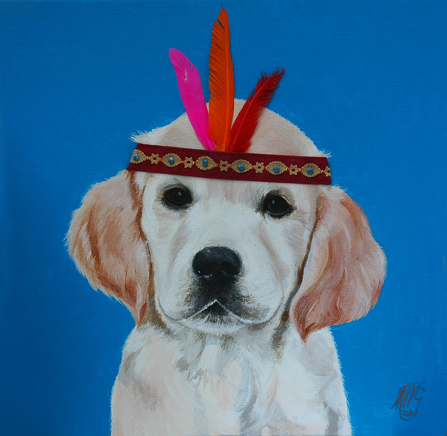 Dog Painting - Big Chief by Monique Geurts