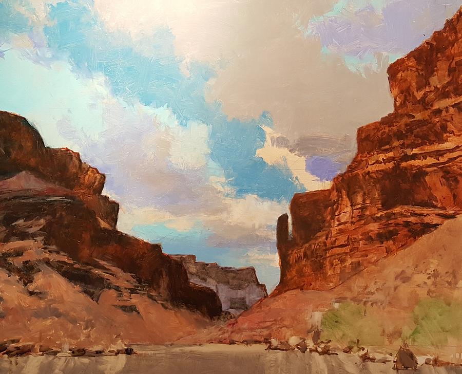 Big Club Bend Colorado River Grand Canyon Painting by Jessica Anne Thomas