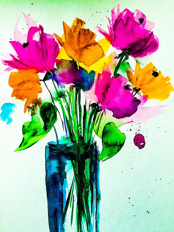 Big Colorful Bouquet  Mixed Media by Britta Zehm