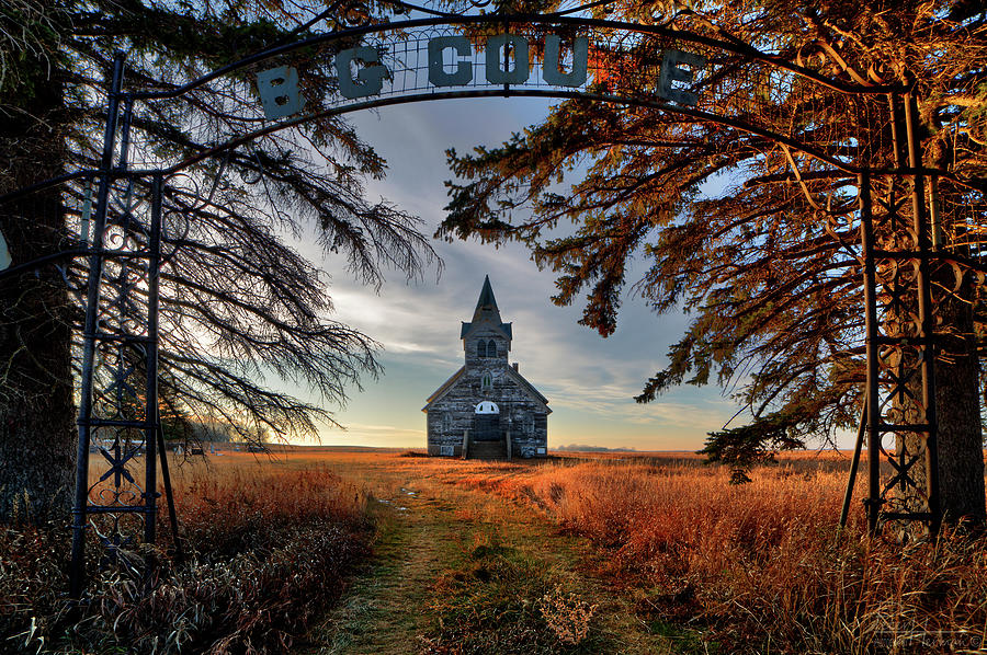 Big Coulee Church - abandoned lutheran church on ND prairie Photograph by Peter Herman