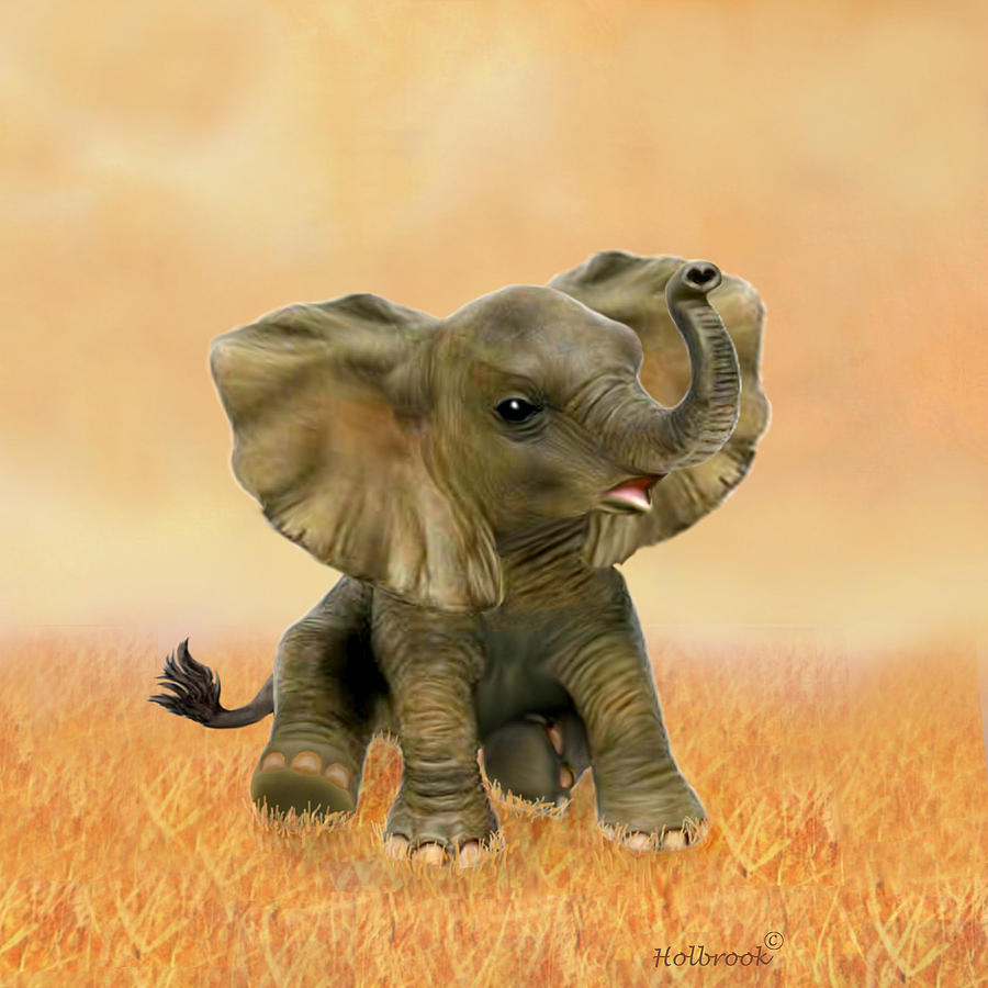Beautiful African Baby Elephant Digital Art by Glenn Holbrook