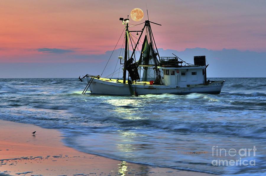 Shrimp Boats Photograph - Big Earl And The Moon by Terrah Hewett