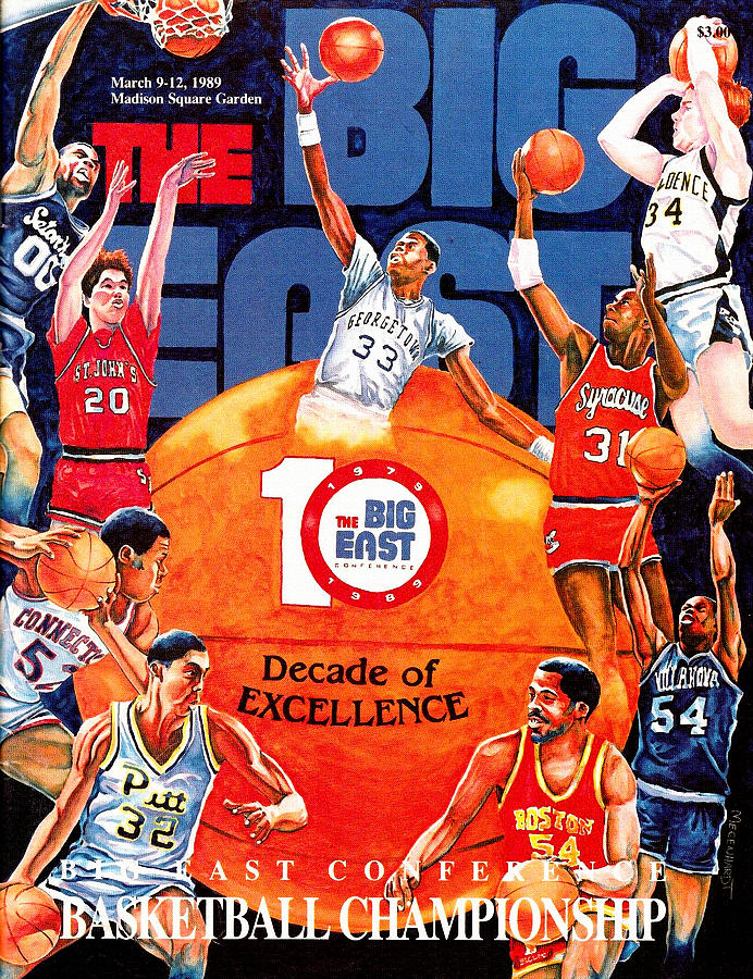Basketball Painting - Big East Vintage Basketball Program by Big 88 Artworks