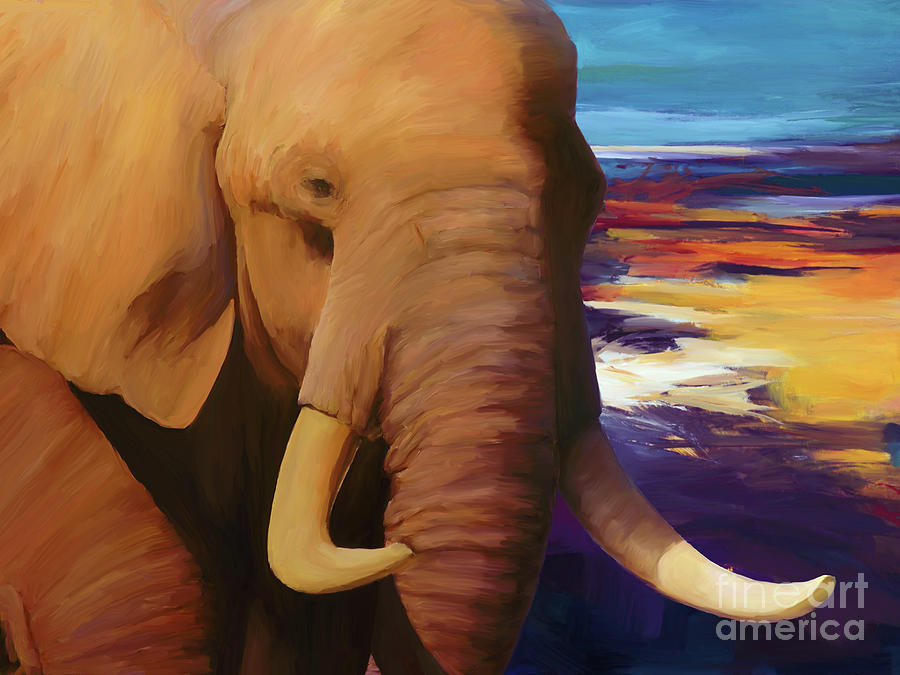 Big Elephant 01 Painting by Gull G