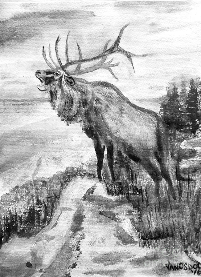 Big Elk Mountain - Black and White Painting by Scott D Van Osdol | Fine ...