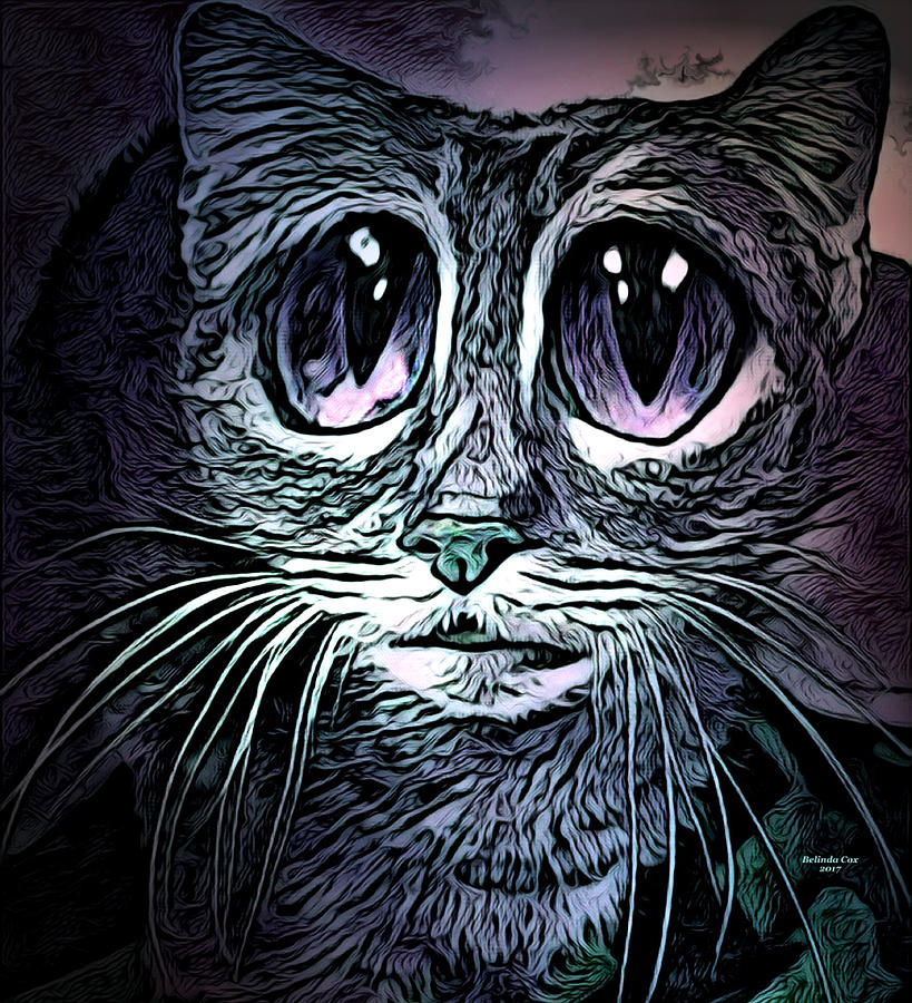 Big Eye Kitty Digital Art by Artful Oasis