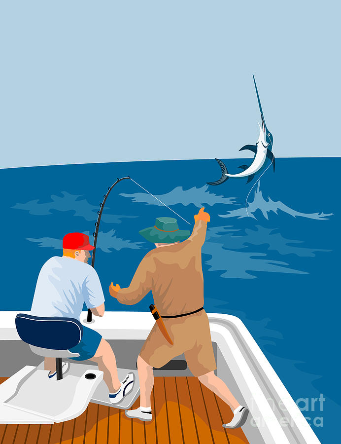 Big Game Fishing Blue Marlin Digital Art by Aloysius Patrimonio