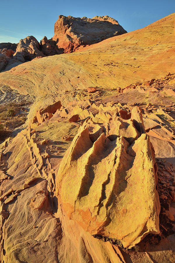 Big Golden Nugget in Valley of Fire at Sunrise Photograph by Ray Mathis
