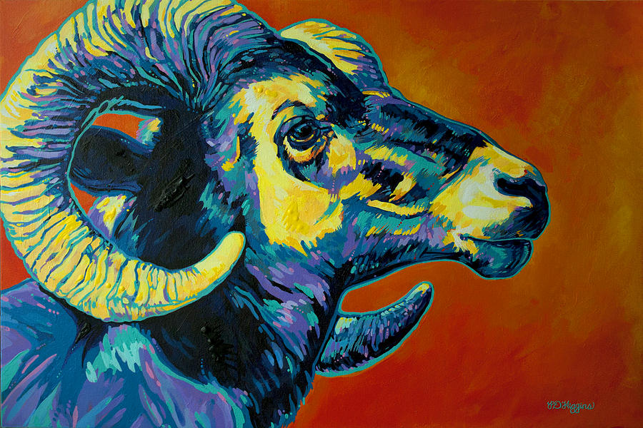 Sheep Painting - Big Horn Sheep by Derrick Higgins