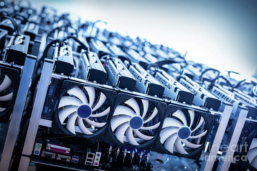 Big IT machine with fans. Cryptocurrency mining Photograph by Michal Bednarek