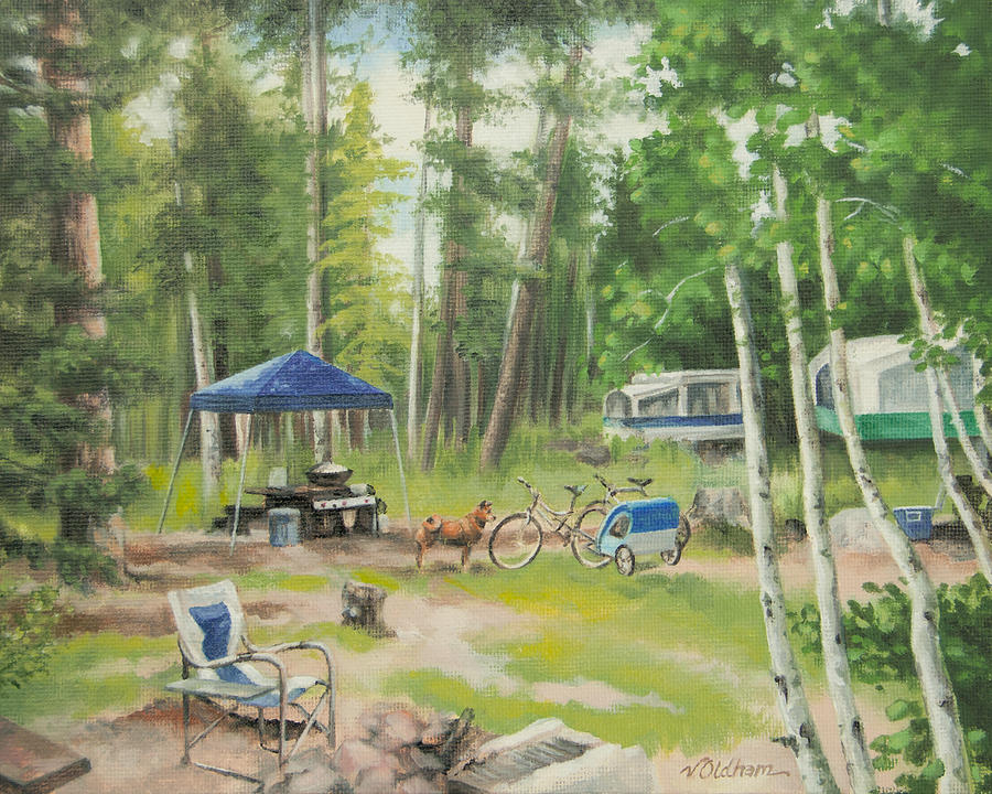 Camping Painting - Big Lake 2015 by Victoria Oldham Camping Painting - Big Lake 2015 by Victoria Oldham
